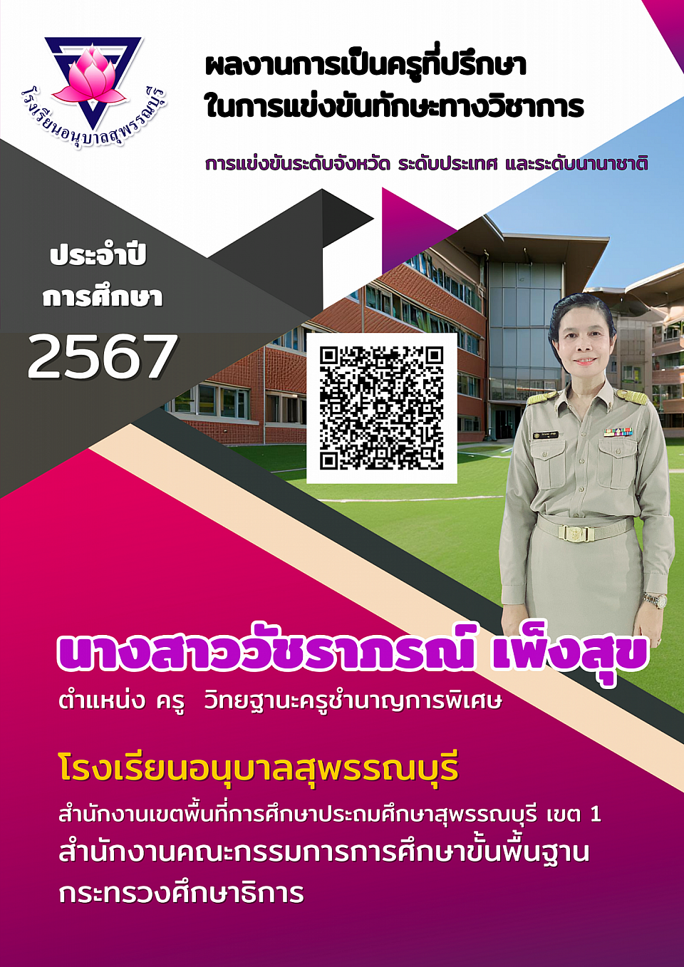 ผลงานการเป็นครูที่ปรึกษาการแข่งขันทักษะทางวิชาการ