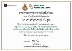 เกียรติบัตรร่วมงานสัมมนาแลกเปลี่ยนเรียนรู้และแสดงผลงานนิทรรศการ OBEC Fair Share and Learn 2025: จากผลงานสู่การแลกเปลี่ยนเรียนรู้